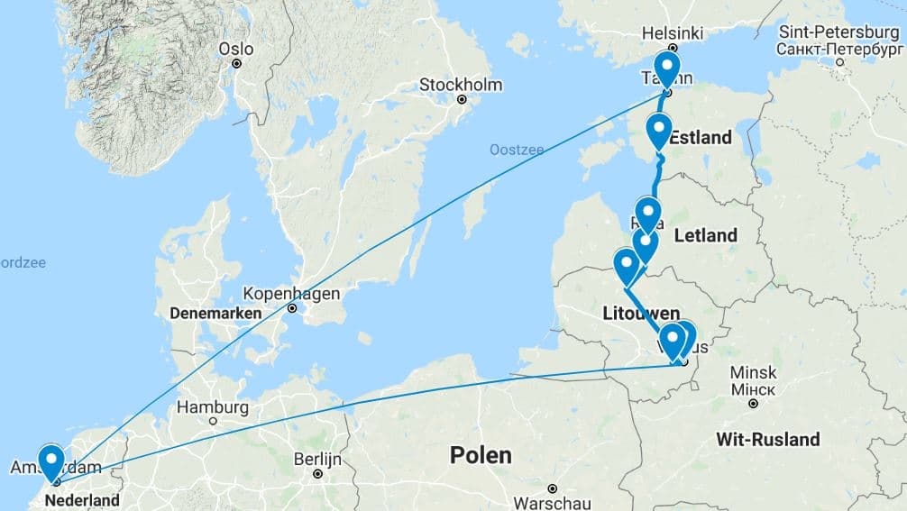 Route groepsreis Baltische Staten
