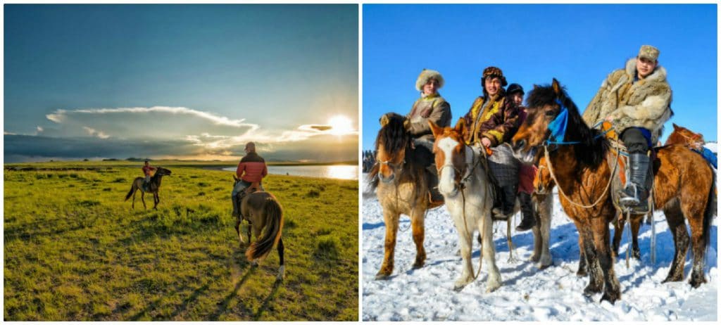 zomer en winter Mongolië